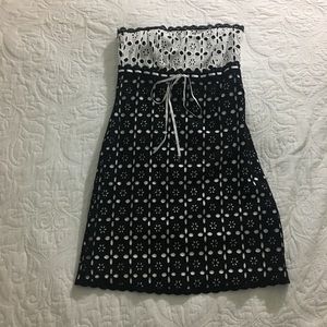Black and White Eyelet Lace Dress